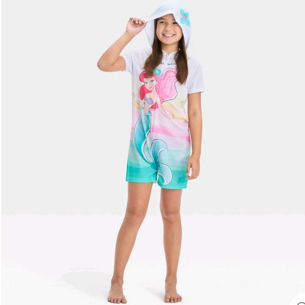 Disney - Girls' The Little Mermaid Pajama Romper  White